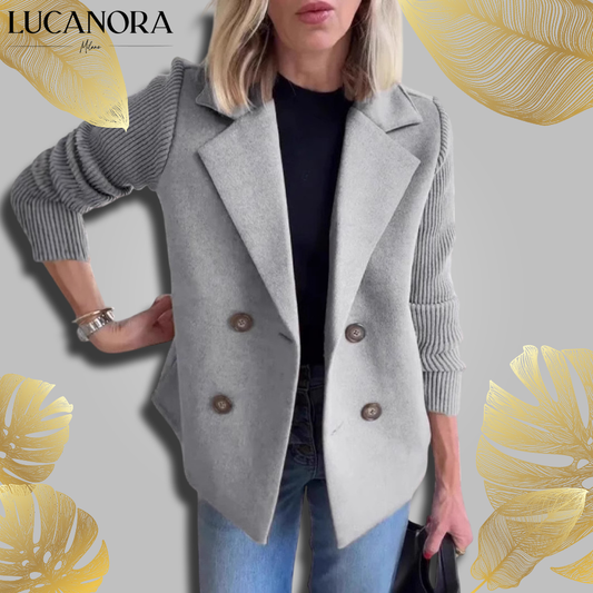 Silvia Sturniolo™ Elegancka kurtka z dzianinowymi rękawami