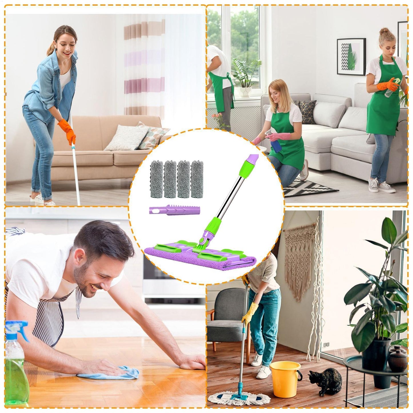 SmartWipe™ Mop płaski z wielorazowymi nakładkami (do prania)