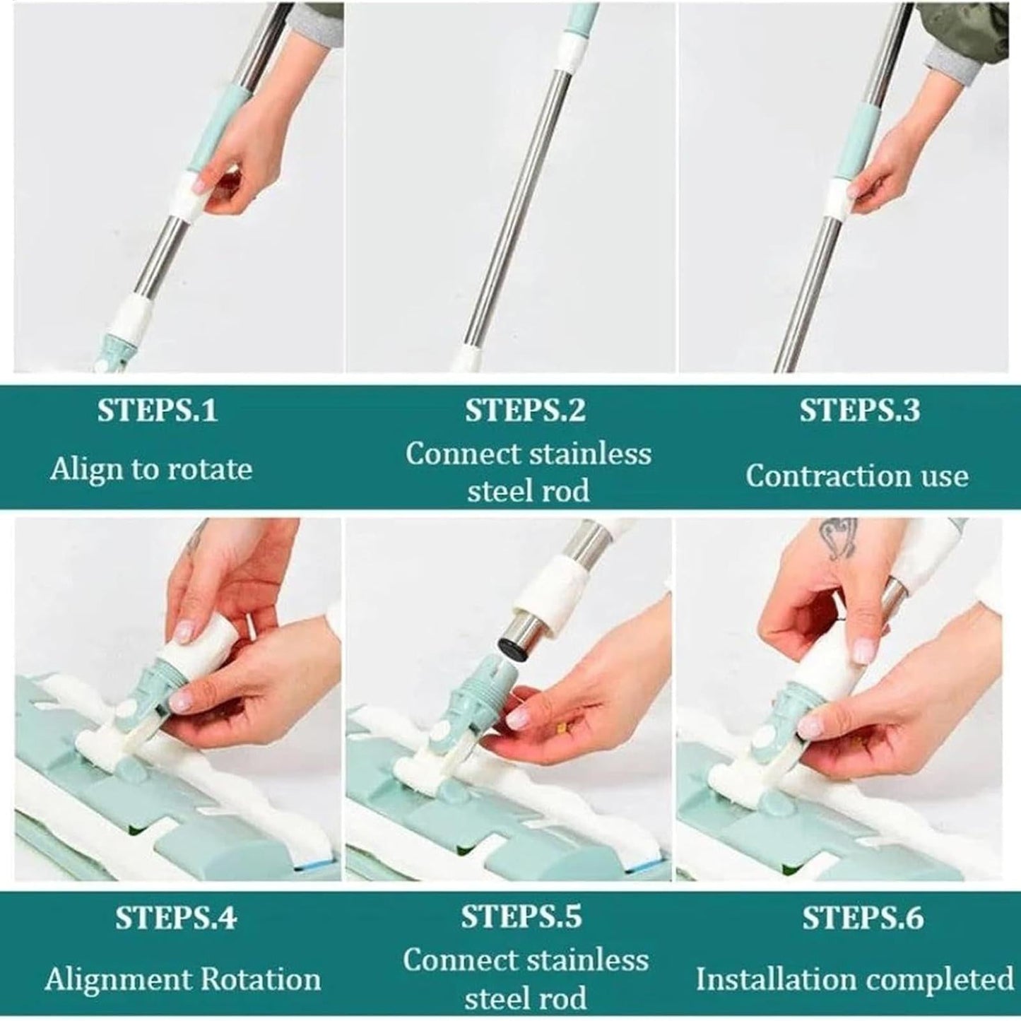 SmartWipe™ Mop płaski z wielorazowymi nakładkami (do prania)