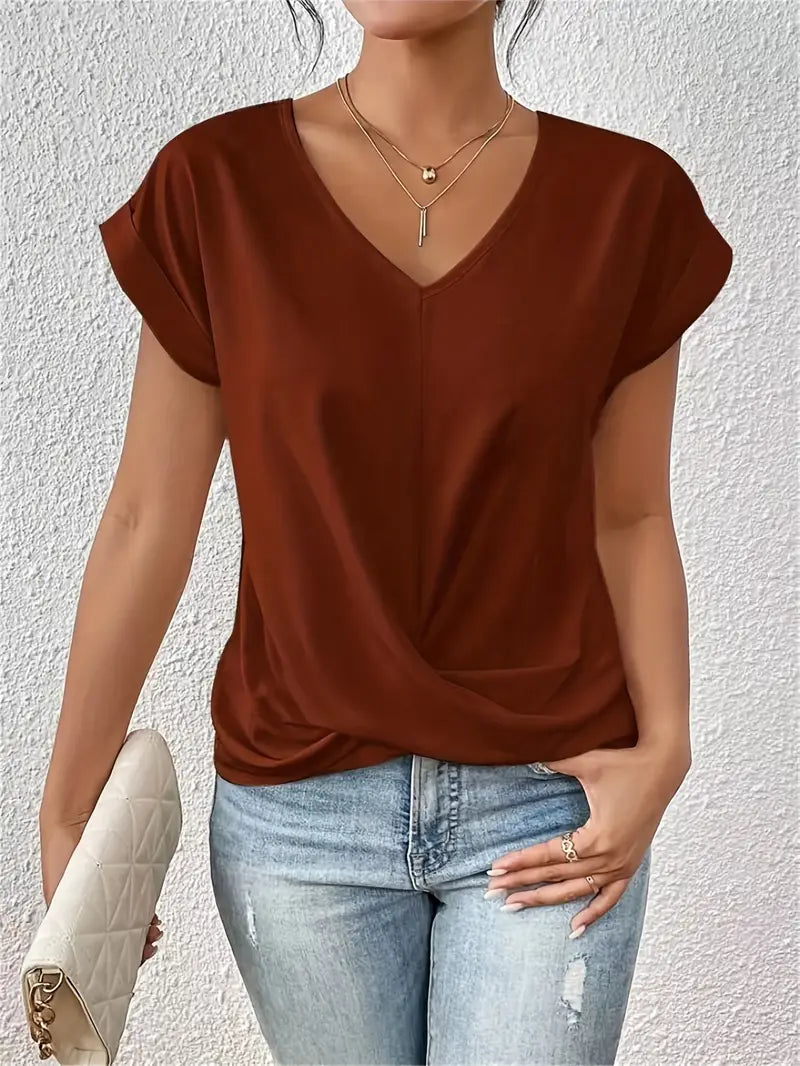 Tabita Varallo™ Oddychająca koszulka z modnym twist front