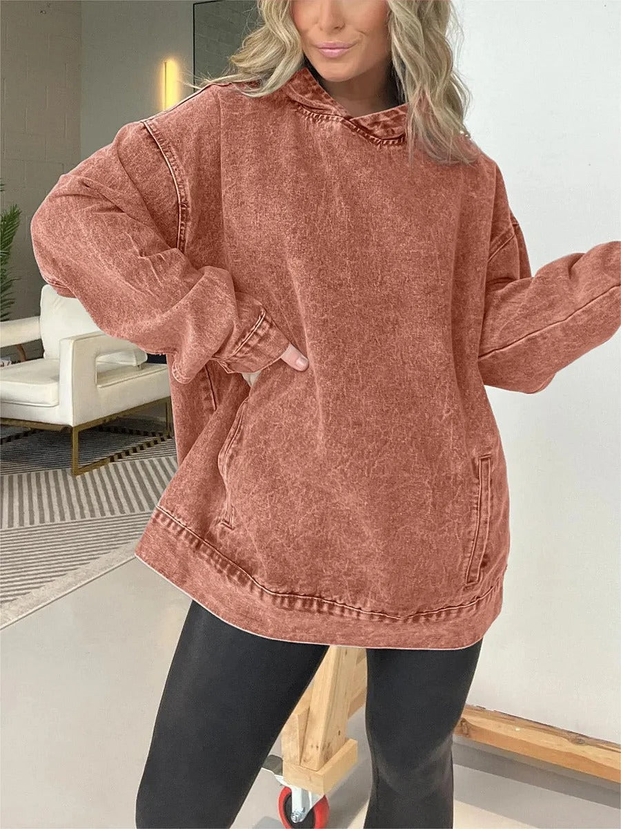 Teresa Borello™ denimowa bluza z kapturem i kieszeniami
