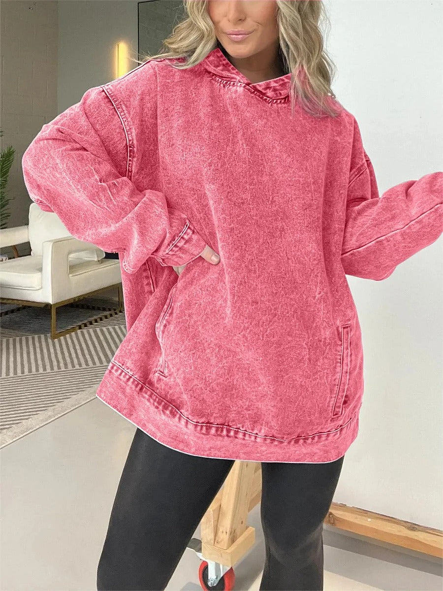 Teresa Borello™ denimowa bluza z kapturem i kieszeniami