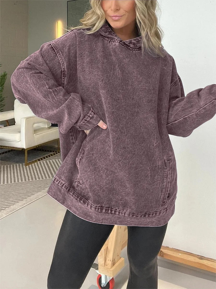 Teresa Borello™ denimowa bluza z kapturem i kieszeniami