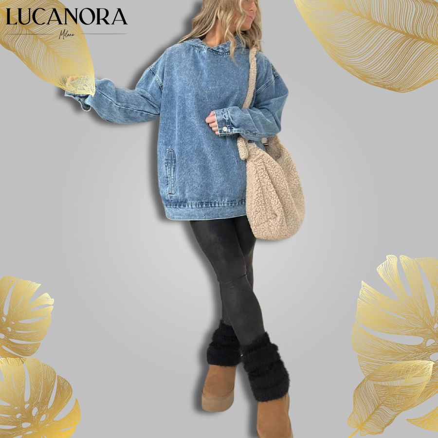 Teresa Borello™ denimowa bluza z kapturem i kieszeniami