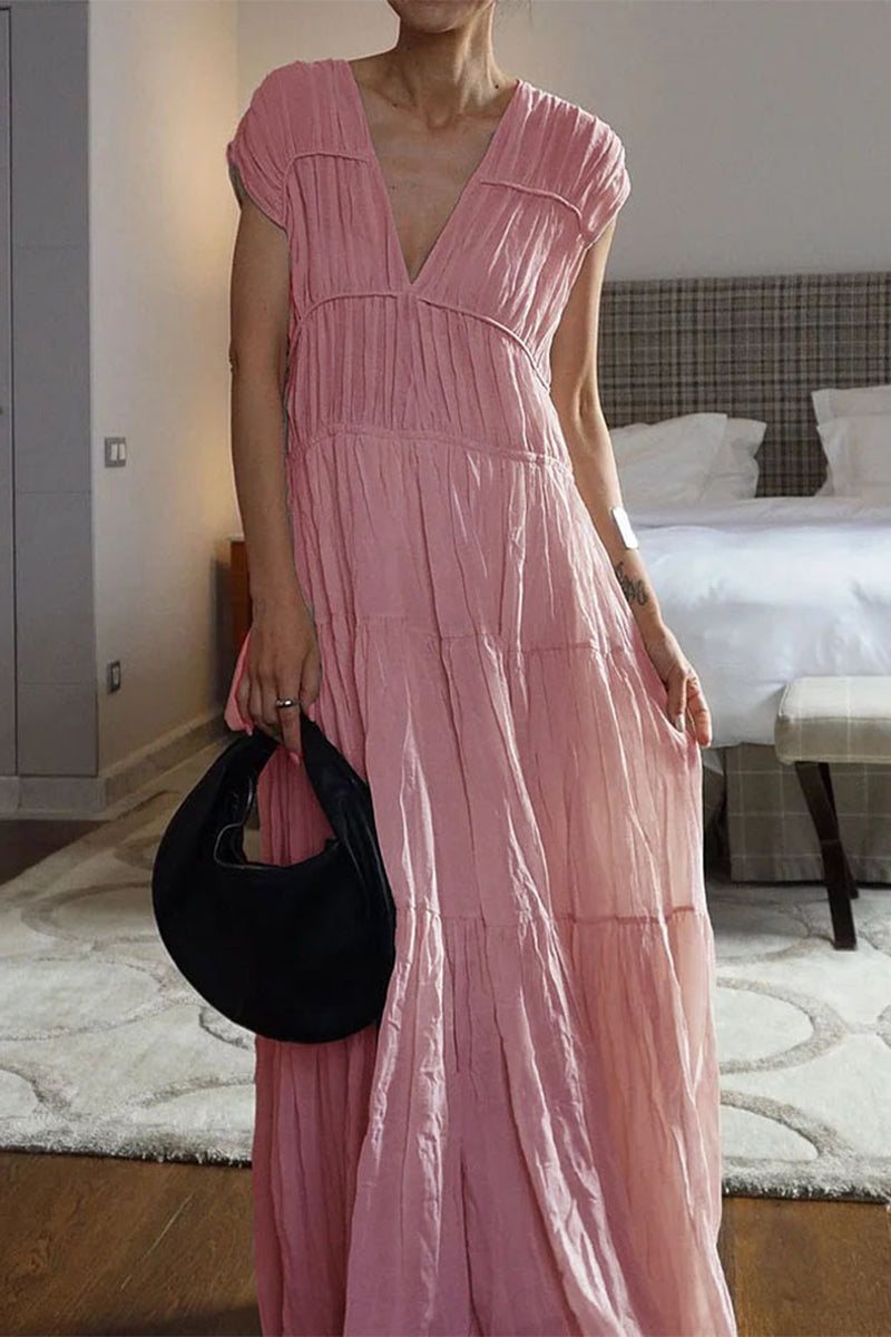 Ugolina Posa™ Plisowana sukienka maxi z dekoltem w serek