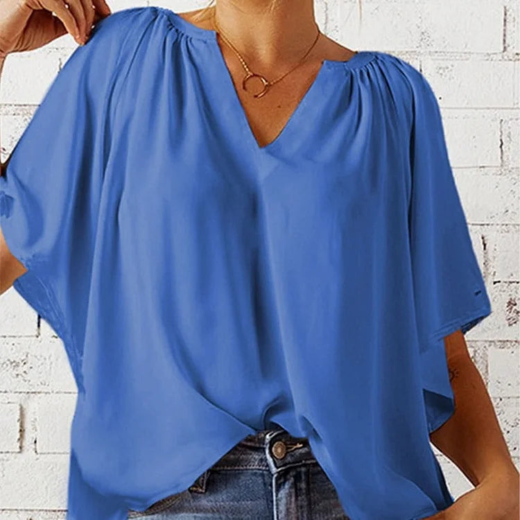 Vanessa Capelli™ Damski top letni z rękawami typu nietoperz