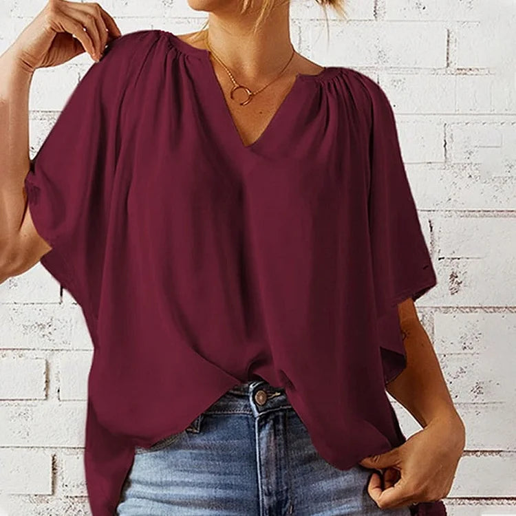 Vanessa Capelli™ Damski top letni z rękawami typu nietoperz
