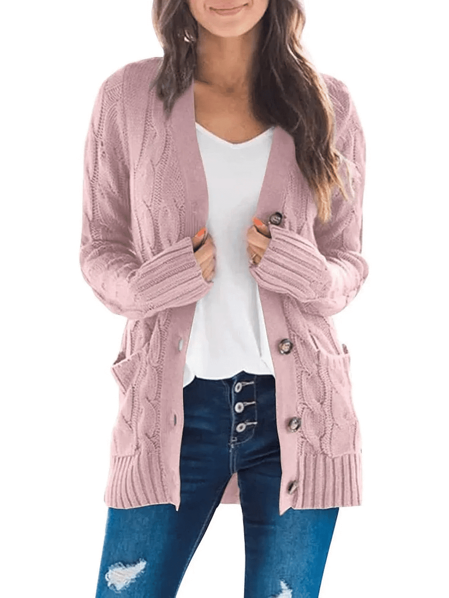 Vera Celli™ Damski swobodny kardigan zapinany na guziki