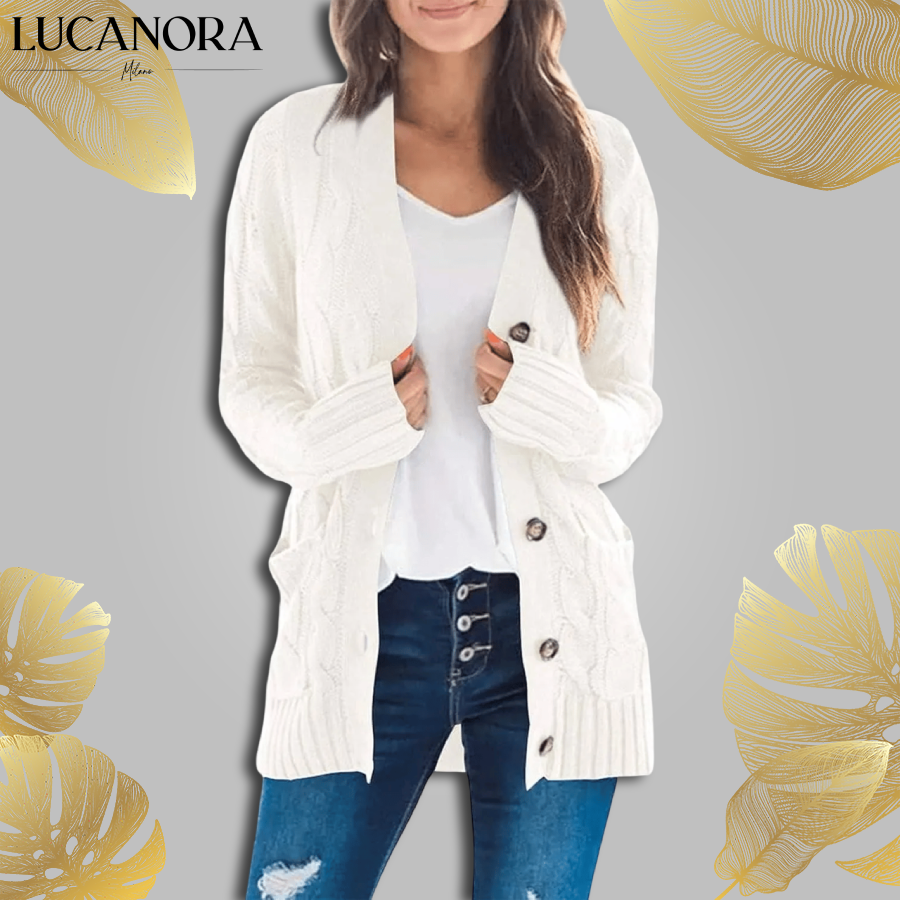 Vera Celli™ Damski swobodny kardigan zapinany na guziki