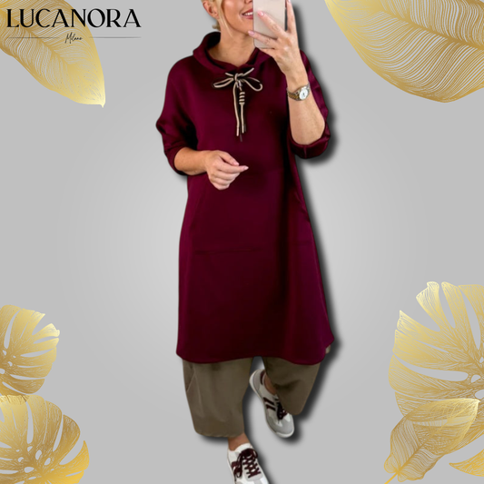 Vilma Bonito™ Damska sukienka bluzowa kangurek oversize z kieszeniami