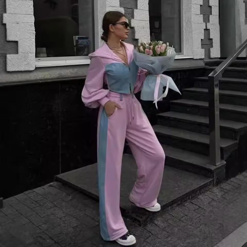 Viviana Franza™ Dwuczęściowy komplet sportowy z wzorem patchworkowym