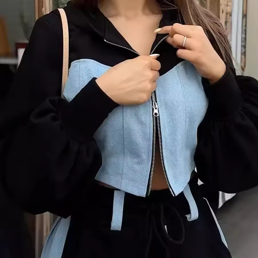 Viviana Franza™ Dwuczęściowy komplet sportowy z wzorem patchworkowym