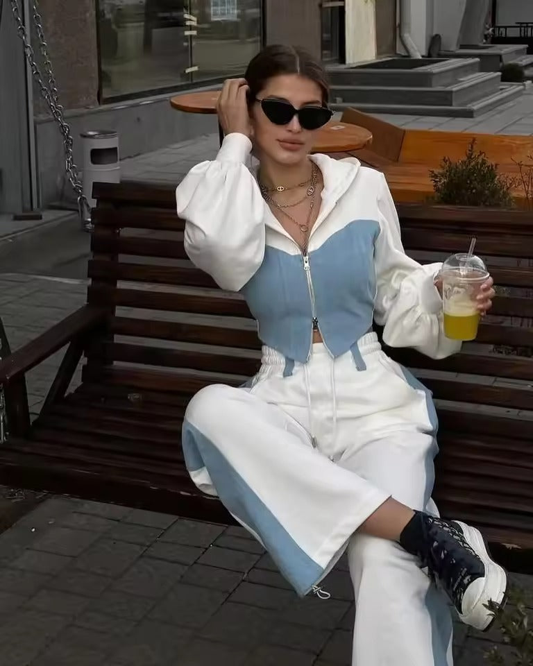 Viviana Franza™ Dwuczęściowy komplet sportowy z wzorem patchworkowym