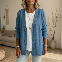 Edvige Bertozzi™ Jeansowa kurtka damska do stylizacji warstwowych