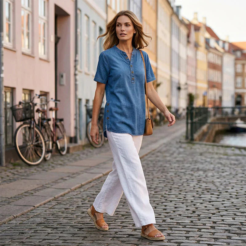 Agata Pietrosanti™ Lekka tunika z dekoltem V dla bezwysiłkowego komfortu