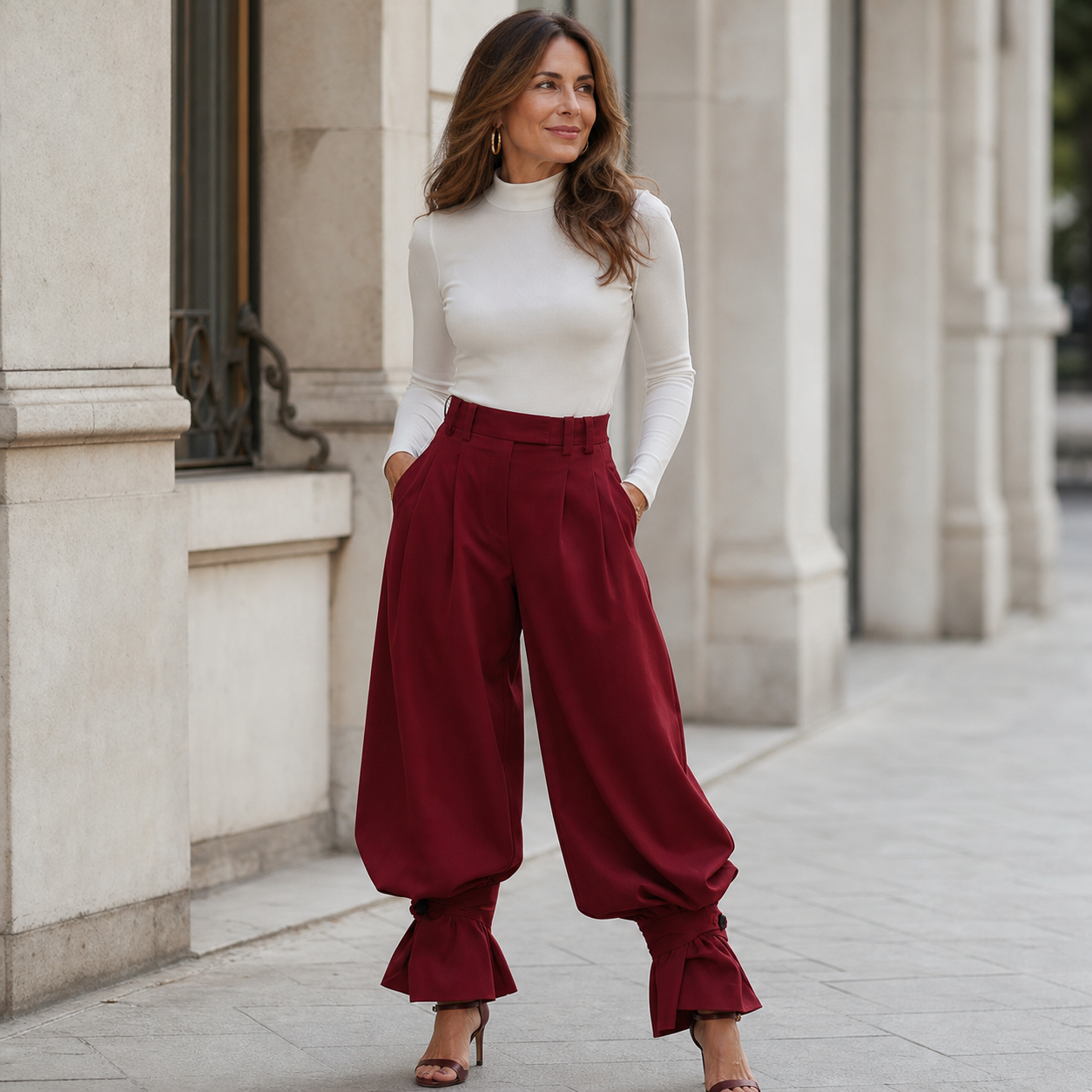 Agata Savorani™ Plisowane spodnie z szeroką nogawką dla beztroski stylizacji