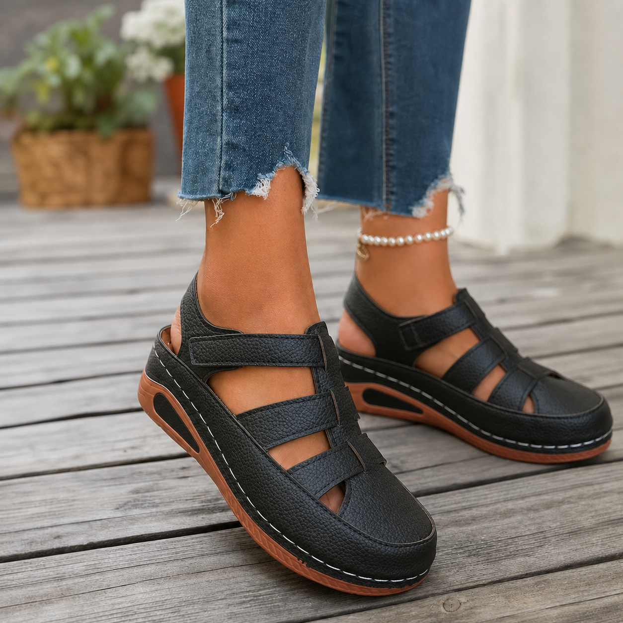 AiryStep™ Oddychające sandały na koturnie na cały dzień komfortu