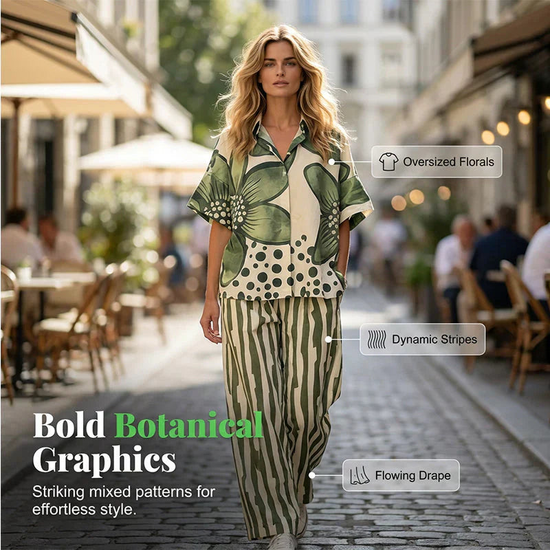 Aldina Migliaccio™ Dwuczęściowy zestaw w nadruki na beztroski letni look