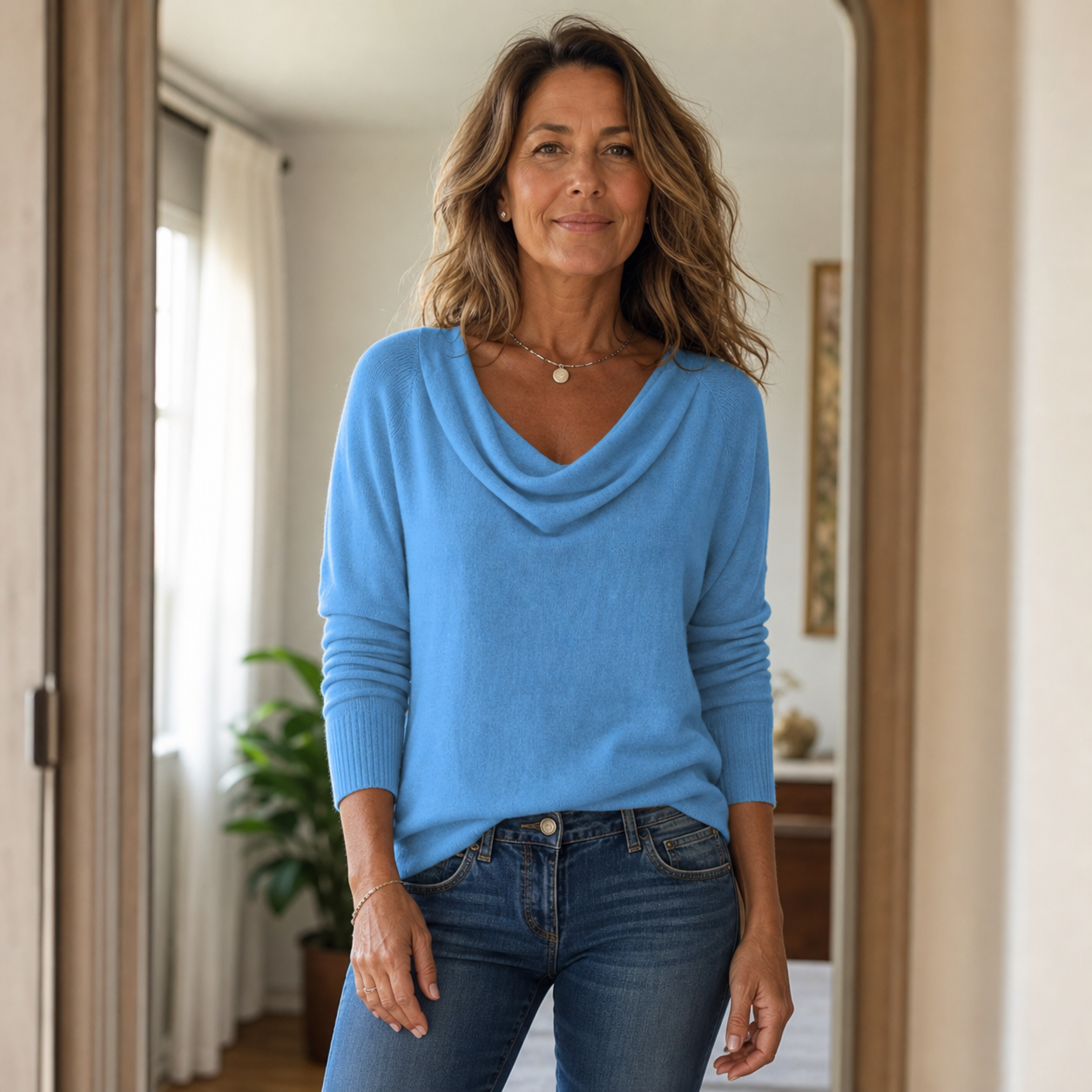 Angelica Linari™ Sweter z drapowanym dekoltem dla bezwysiłkowego stylu