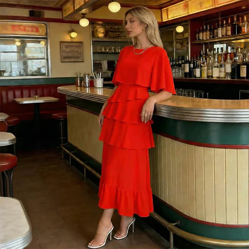 Barbara Muggia™ Sukienka z falbaniastymi rękawami dla bezwysiłkowej elegancji