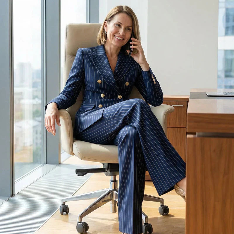 Barbara Ronchi™ Garnitur w paski dla eleganckiego stylu