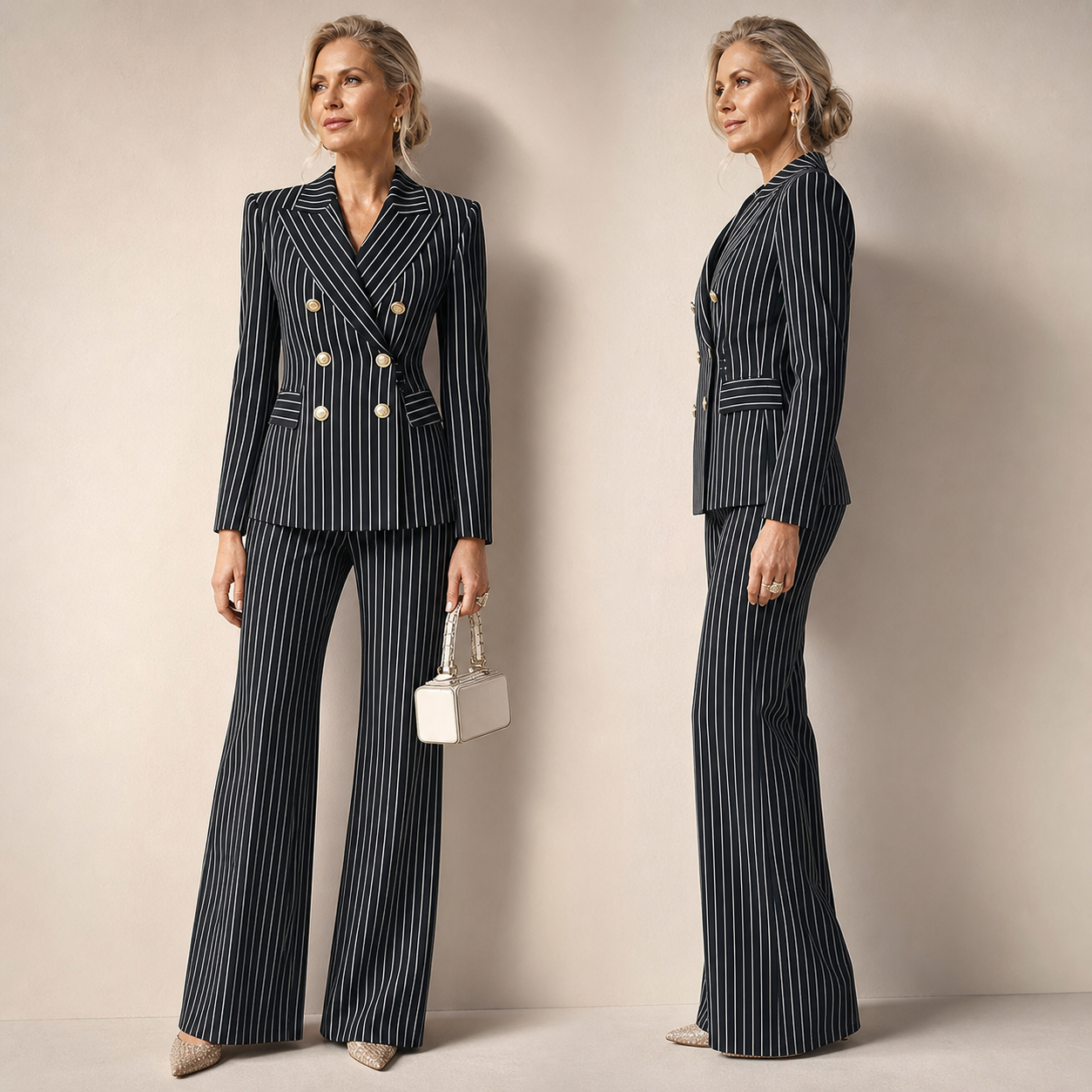 Barbara Ronchi™ Garnitur w paski dla eleganckiego stylu