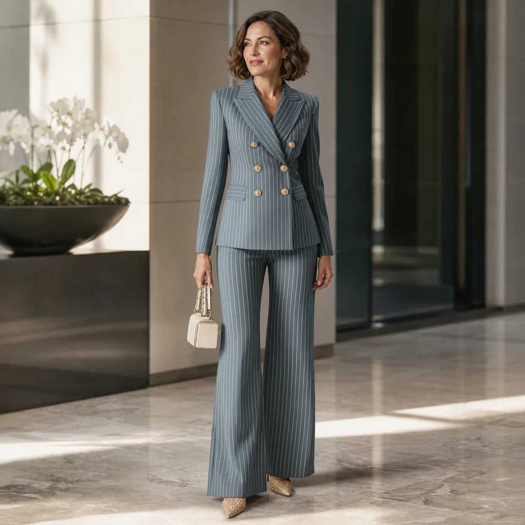 Barbara Ronchi™ Garnitur w paski dla eleganckiego stylu