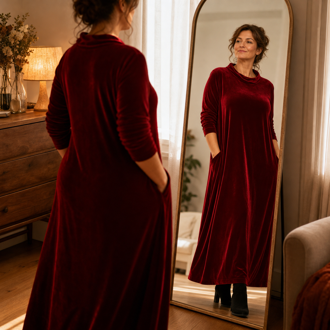 Candida Manganelli™ Przytulna sukienka maxi dla bezwysiłkowego stylu