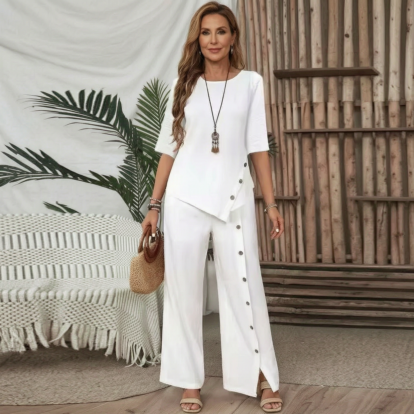Caterina Fabbri™ Komplet damski z szerokimi spodniami