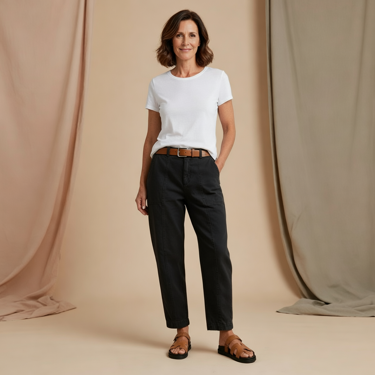 Daniela Testa™ Casualowe spodnie utility z wysokim stanem