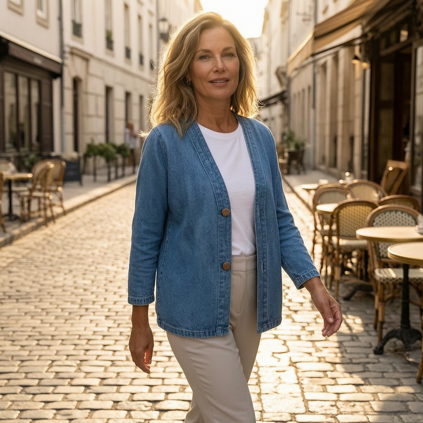 Edvige Bertozzi™ Jeansowa kurtka damska do stylizacji warstwowych