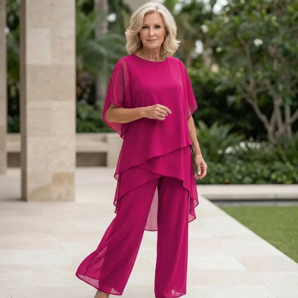 Flavia Sinetti Elegant Asymmetrical Top Wide-Leg Pants - gallery view 05
