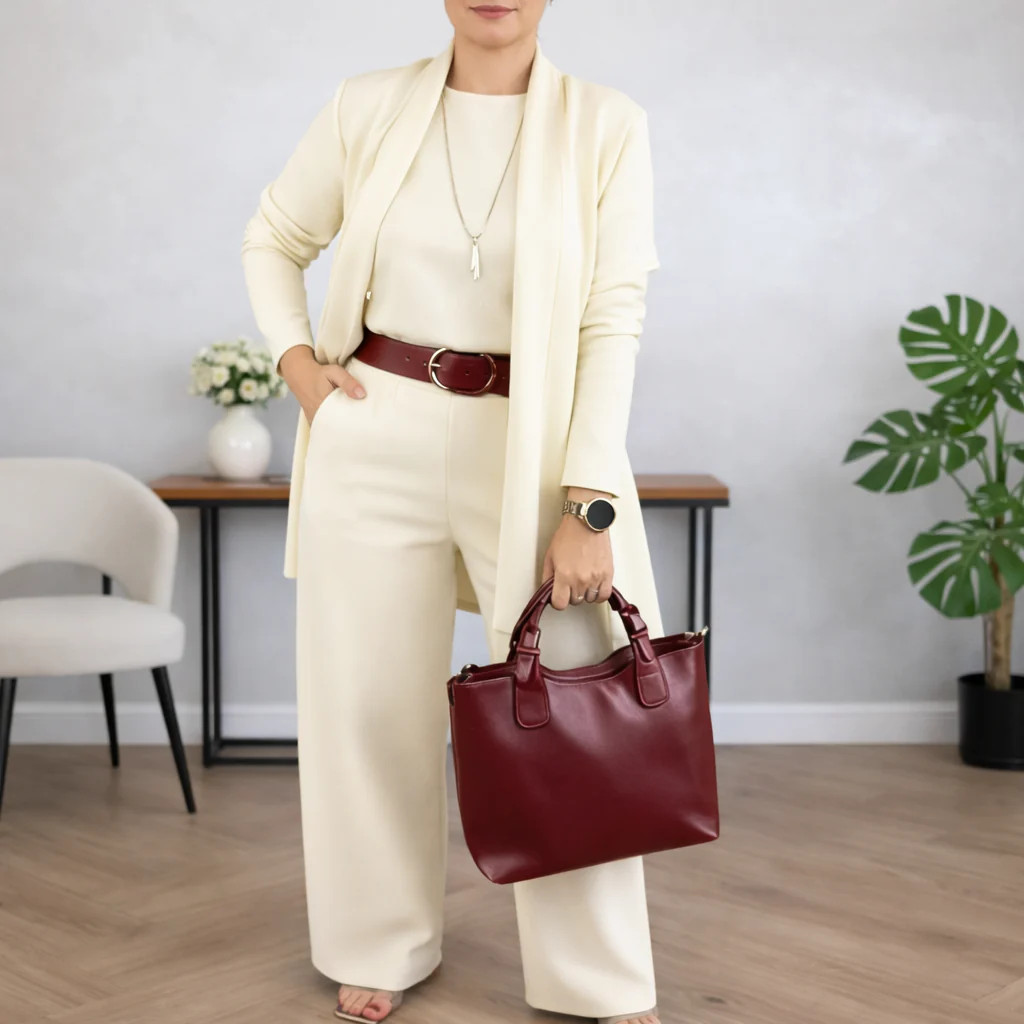 Giulia Carrozzi™ elegancki komplet 3 częściowy z kardiganem