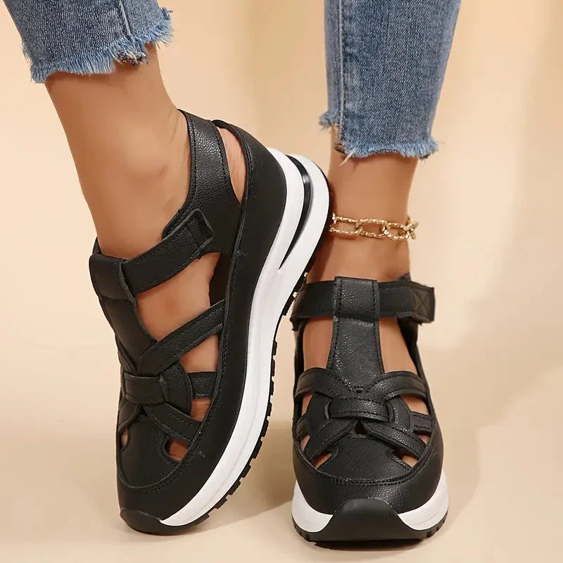 GlideSole Pro All-Day Comfort Wedge Sandals - front angle view of lightweight wedge sandal