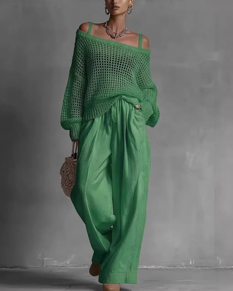 Ilda Susini™ Skoordynowany dwuczęściowy zestaw dla bezpretensjonalnej elegancji
