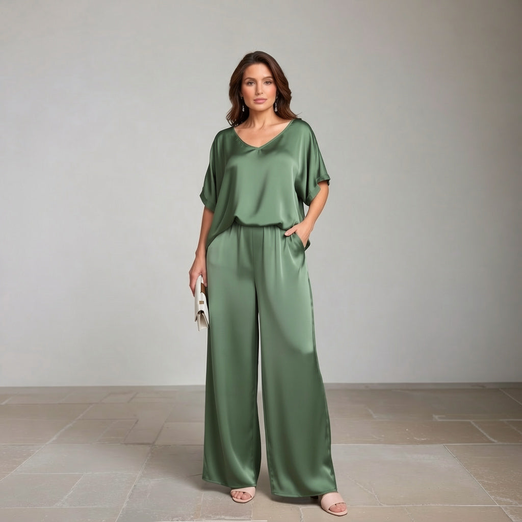 Isabella Caruso™ satynowy komplet loungewear na co dzień