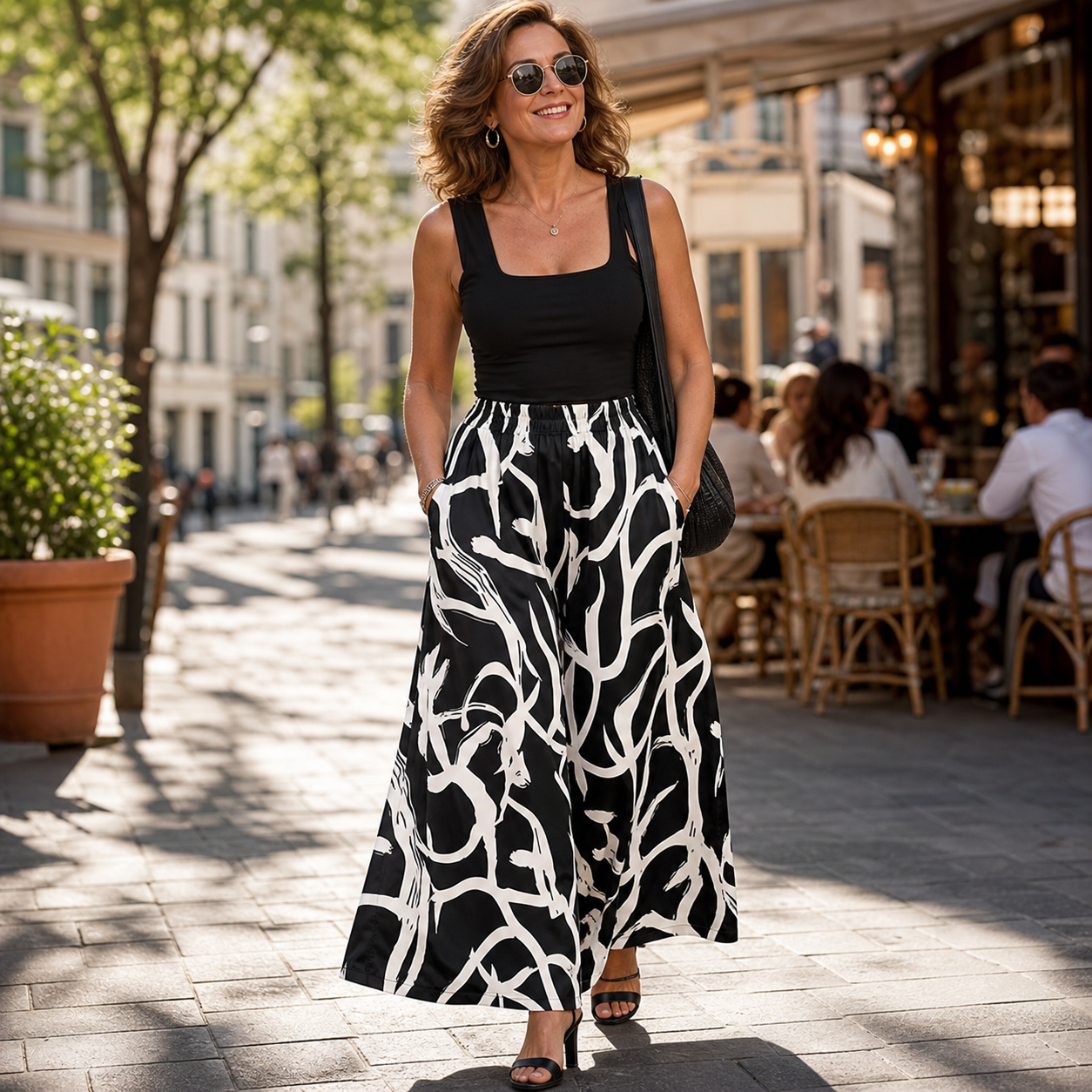 Laura Abbondanza™ Spodnie wide-leg w nadruk do codziennej stylizacji
