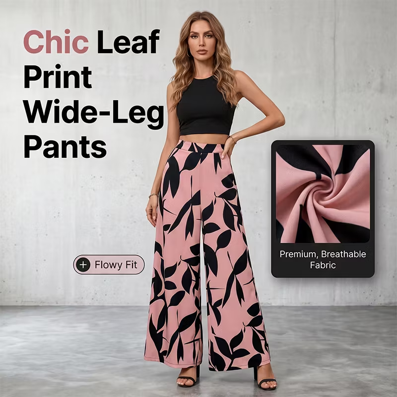 Laura Abbondanza™ Spodnie wide-leg w nadruk do codziennej stylizacji