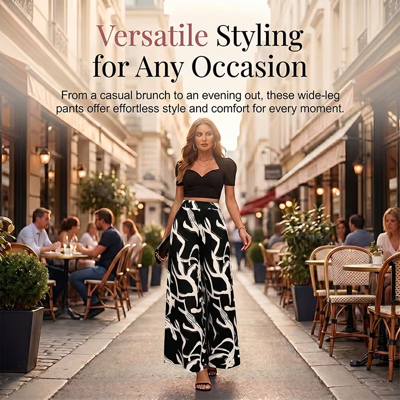 Laura Abbondanza™ Spodnie wide-leg w nadruk do codziennej stylizacji
