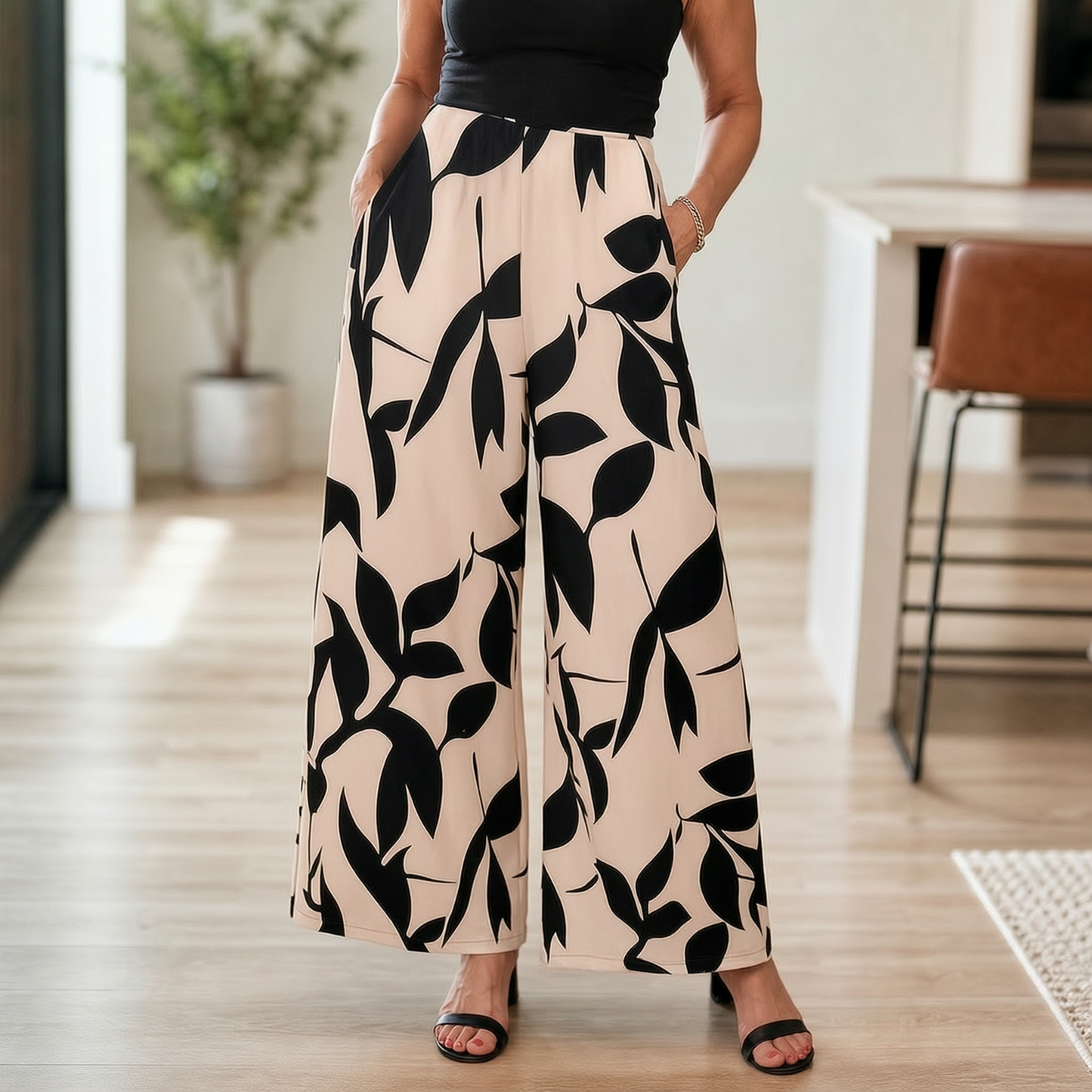Laura Abbondanza™ Spodnie wide-leg w nadruk do codziennej stylizacji