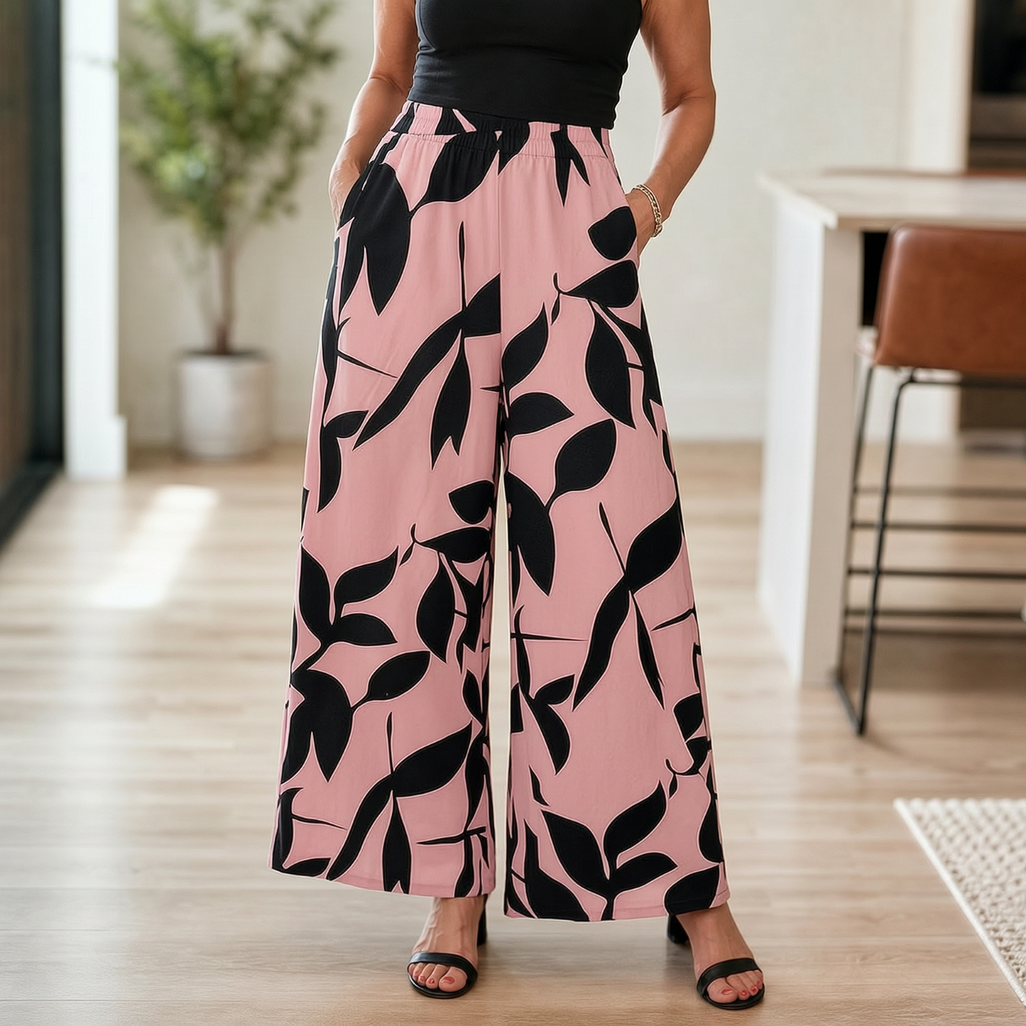 Laura Abbondanza™ Spodnie wide-leg w nadruk do codziennej stylizacji