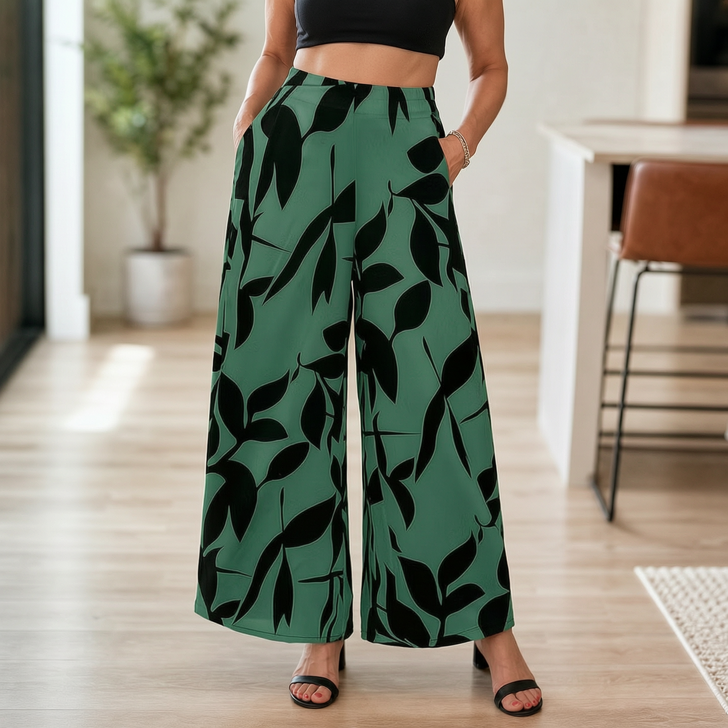 Laura Abbondanza™ Spodnie wide-leg w nadruk do codziennej stylizacji