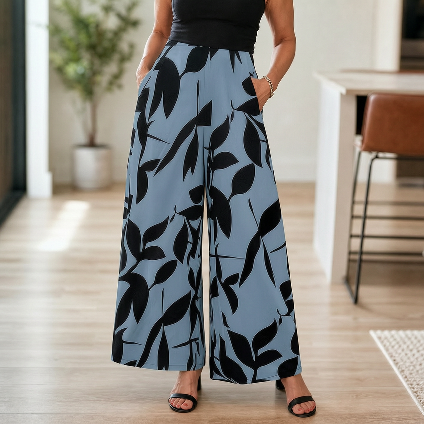 Laura Abbondanza™ Spodnie wide-leg w nadruk do codziennej stylizacji