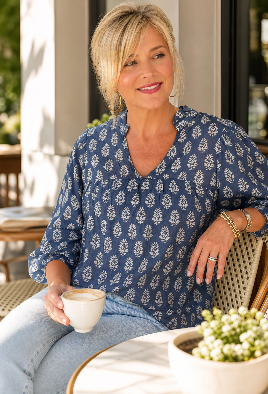 Nadia Corradini™ Zwiewna bluzka w print dla bezwysiłkowego stylu