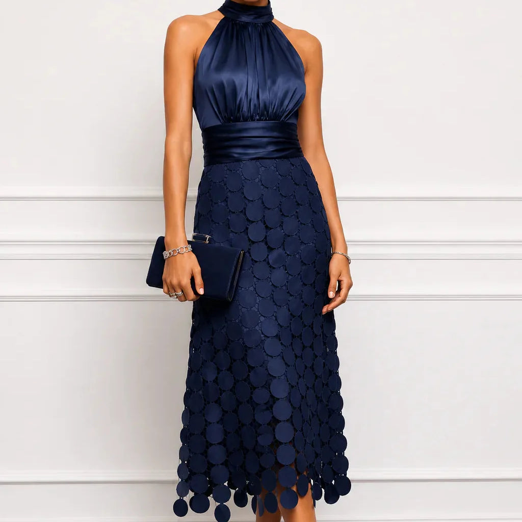 Orsola Truffi™ Zwiewna sukienka midi z dekoltem halter dla bezwysiłkowej elegancji