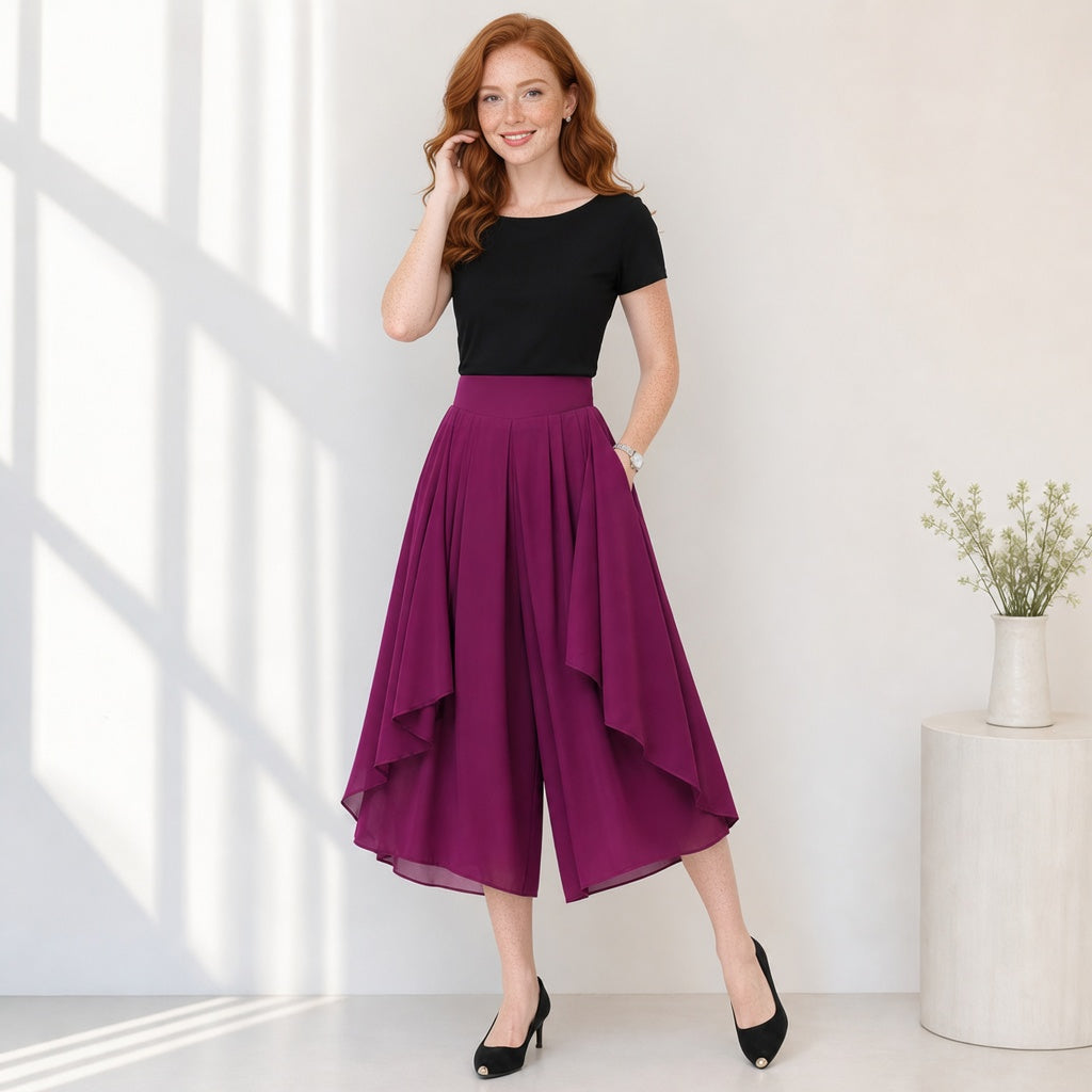 Patrizia Curci™ Zwiewne spodnie z szyfonu z wysokim stanem dla bezwysiłkowej elegancji