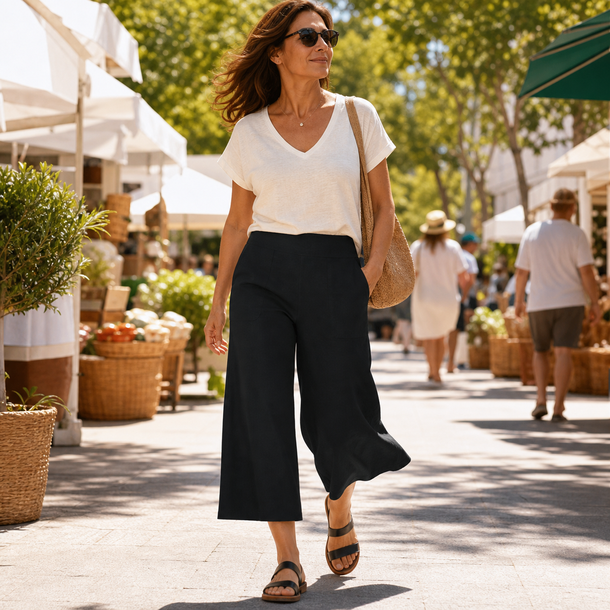Rebecca Silvi™ Wszechstronne szerokie spodnie culotte