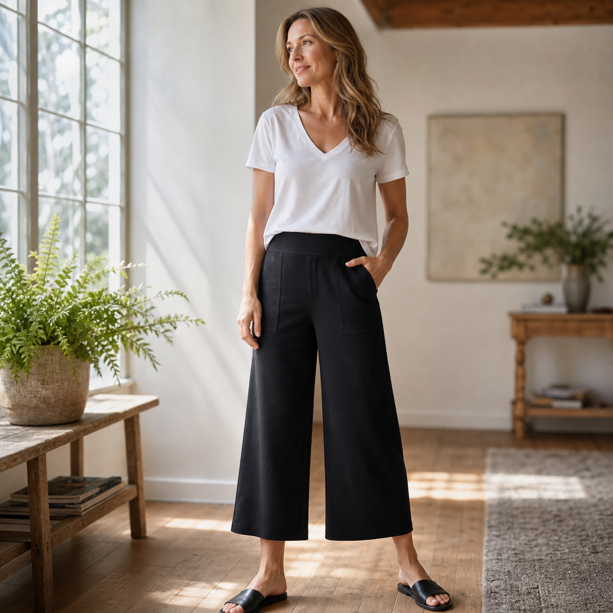 Rebecca Silvi™ Wszechstronne szerokie spodnie culotte
