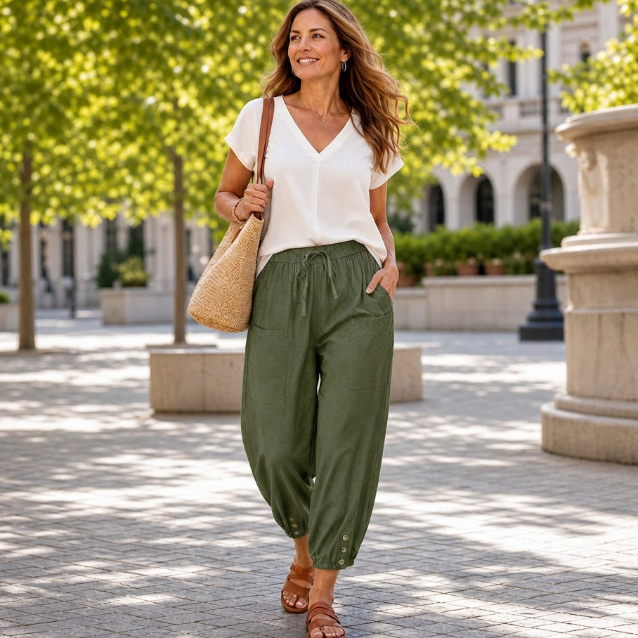Samanta Errico™ Spodnie wide-leg na lato bez wysiłku eleganckie