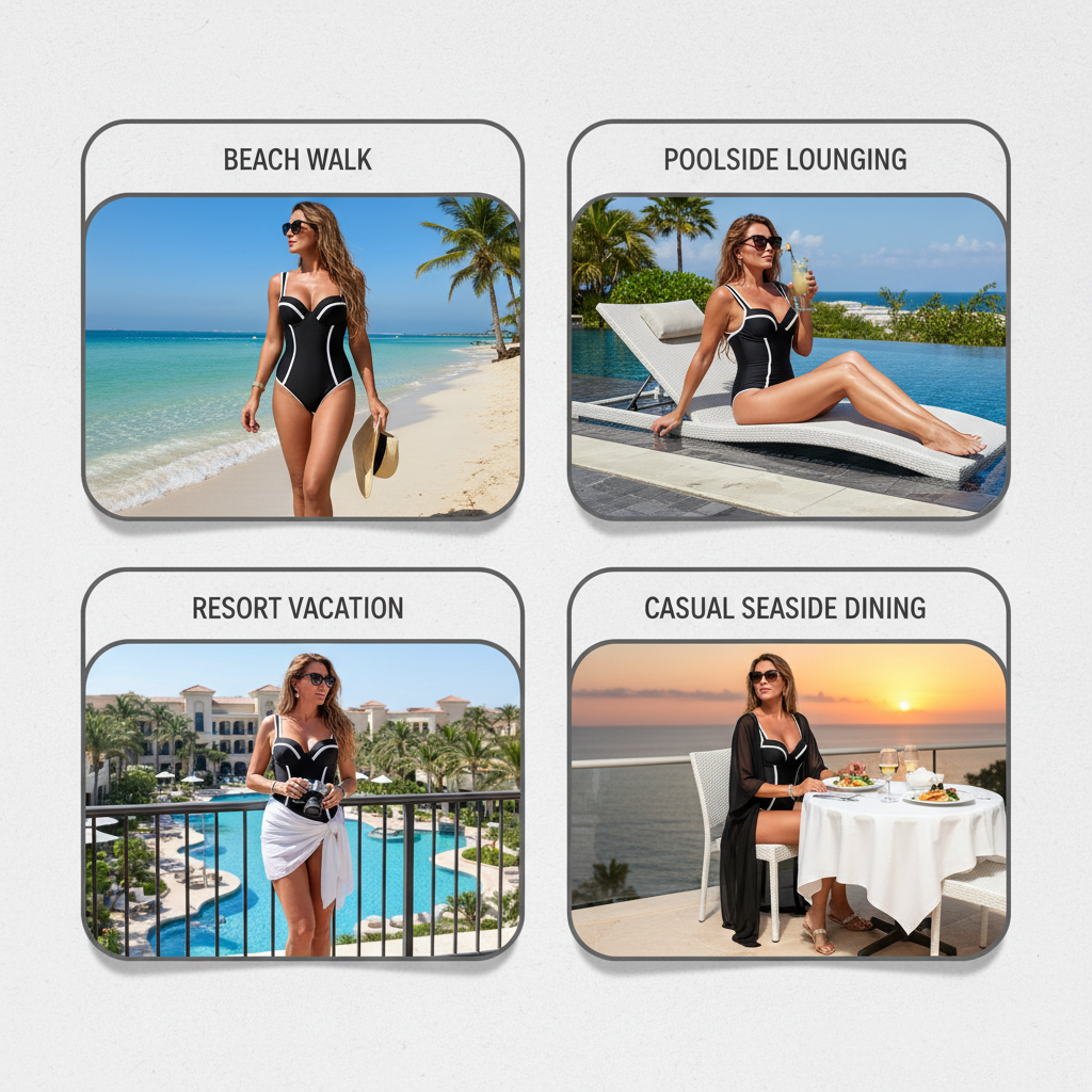 Slendella™ Wyszczuplający jednoczęściowy strój kąpielowy dla pewności siebie na plaży